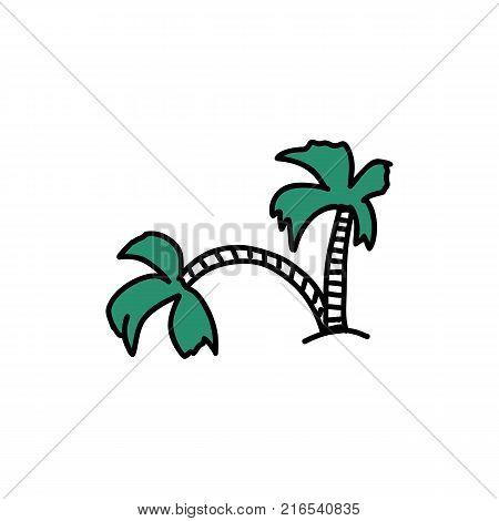 Palm icon hand drawn isolated on white background