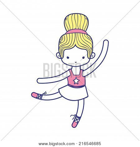 colorful ballerina pactice dancer with hair bun vector illustration