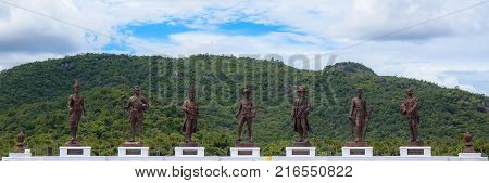 Ratchapak Park, Hua Hin, Prachuap Khiri Khan Province, Thailand. - OCTOBER 11, 2015 : Great Giant 7 King Statues Hua Hin Thailand.