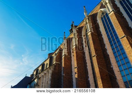 Krakow Poland. Roman catholic 14th century church Corpus Christi Basilica in Jewish district Kazimierz