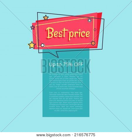 Best price up to 75 percent off special offer sale advertisement promotional poster discounts info about reducement of prices for some period vector
