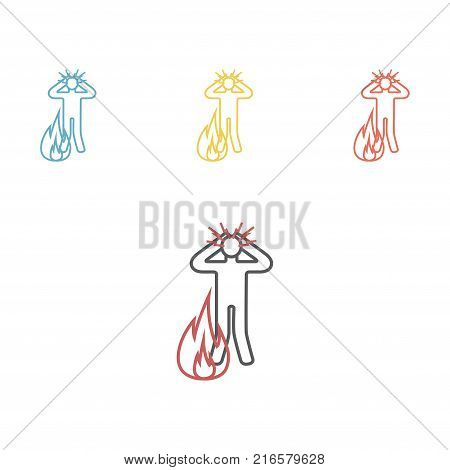 Fire evacuation vector sign. Burning man. Conflagration icon. Vector