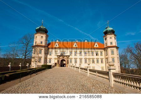 Baroque castle in Mnisek pod Brdy town, Czech Republic