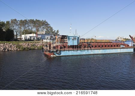 Belozersk, Vologda region, Russia - August 10, 2015: Divorce Ilinskaya crossings for passage vessel on Belozersky bypass canal in the city of Belozersk Vologda region