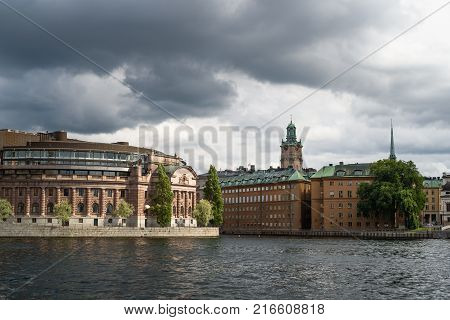 View At Stockholm Old City. Gamlastan In Stockholm, Sweden.