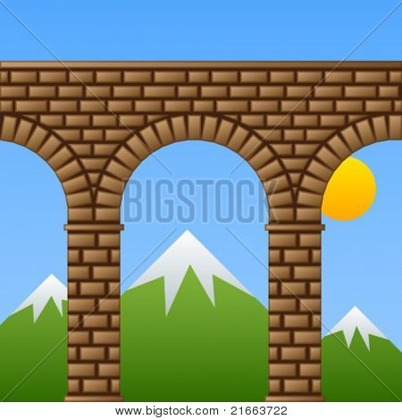 矢量古代石桥高架渡槽