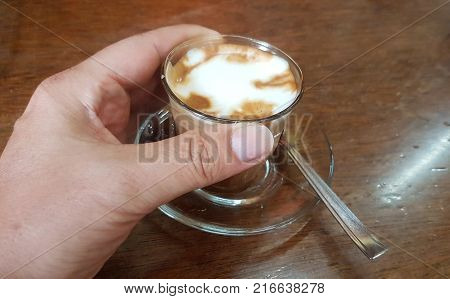 Addis Ababa Ethiopia - October 2017: Macchiato coffee in the Tomoca coffee house