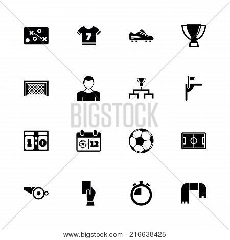 Soccer icons - Expand to any size - Change to any colour. Flat Vector Icons - Black Illustration on White Background.