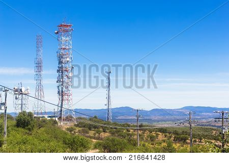 base radio station on the top of the hill in Talca Chile
