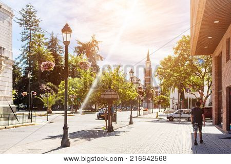 City center of Talca with Plaza de Armas in Chile