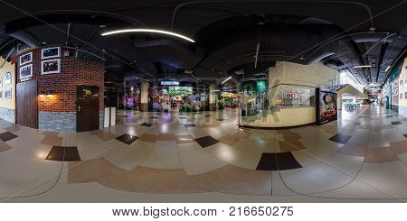 Grodno, Belarus - February 21, 2013: Full 360 Degree Panorama In Equirectangular Equidistant Spheric