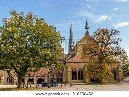 Maulbronn, Germany - oktober 19, 2017 Monastery Maulbronn from outside at a partly cloudy day