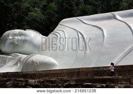 Reclining Buddha in the Mountain Ta Cu Nature Reserve in Vietnam It was formed on October 26 1996 in Tan Lap commune Ham Thuan Nam district about 30 km South East of Phan thiet.