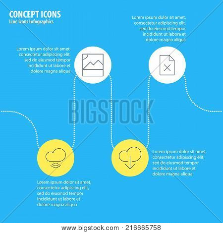 Vector Illustration Of 4 Web Outline Icons. Editable Set Of Photo, Data Upload, Delete Data And Other Elements.