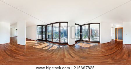 Minsk, Belarus - May 8, 2015: Panorama In Interior Stylish Modern Trade Centre. Full Spherical 360 B