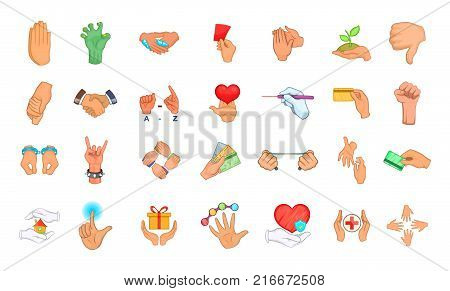 Hand object icon set. Cartoon set of hand object vector icons for your web design isolated on white background