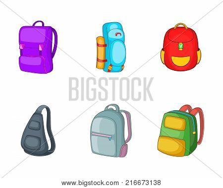 Backpack icon set. Cartoon set of backpack vector icons for your web design isolated on white background