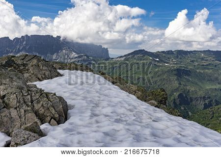 Beautiful Alpine view from the summit of Le Brevent. France.