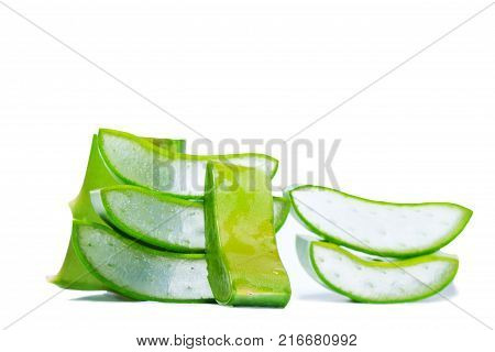 Aloe Vera sliced isolated on a white backgroundfor healthhealthy food.