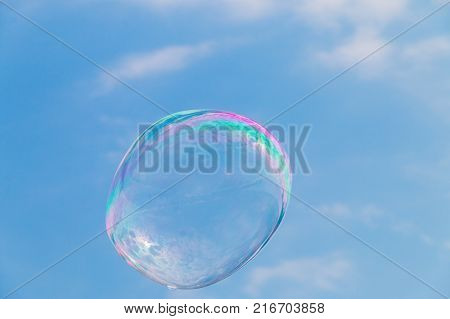 A Soap bubble floating in the sky