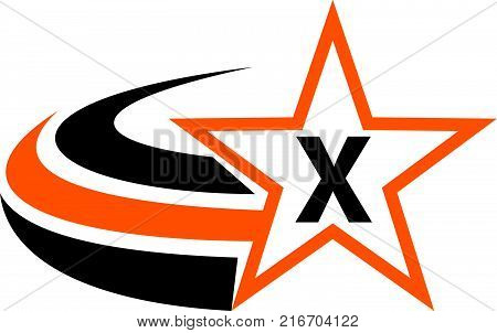 Star Swoosh Letter X Logo Design Template Vector