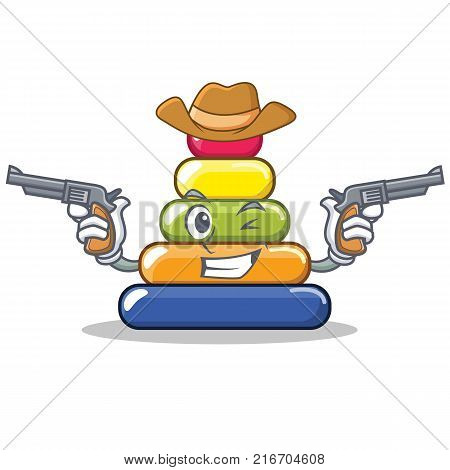 Cowboy pyramid ring character cartoon vector illustration
