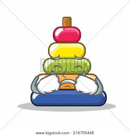 Crying pyramid ring character cartoon vector illustration