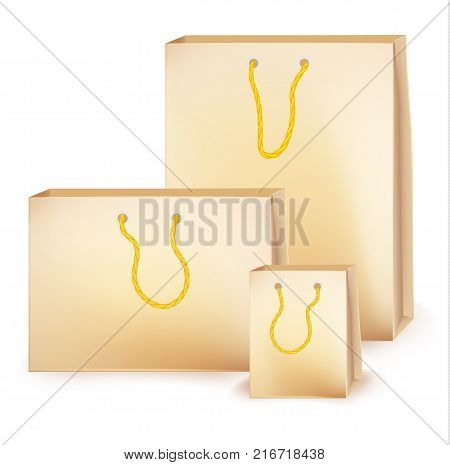 Clear paperbag of crafted paper mockup isolated