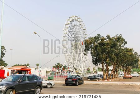 Street In A Summer Day In Agadir City. North Africa