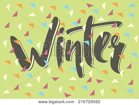 Text Winter: vector illustration lettering brush modern
