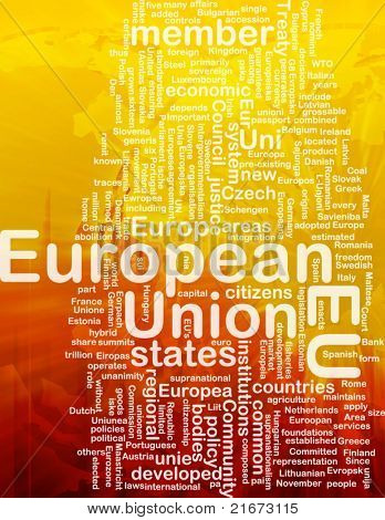 Word Cloud Konzept Abbildung der EU Europäische Union international