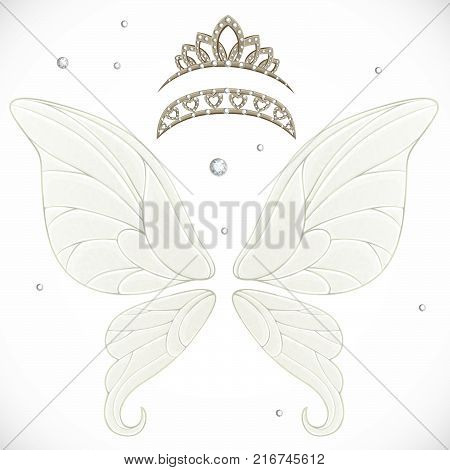 Magic Fairy Wings With Two Tiara Bundled Isolated On A White Background