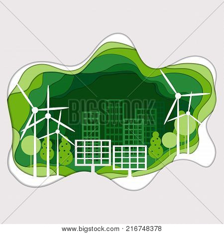 green energy concept. paper art style.Vector illustration