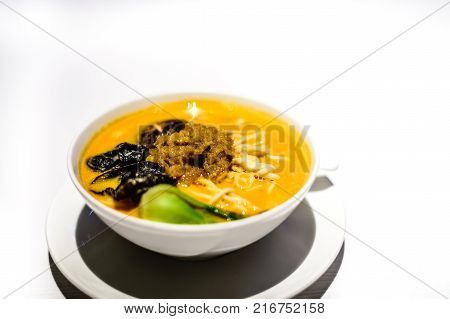 Dan Dan noodle with crab roe Delicious smooth noodles complemented with a creamy soup