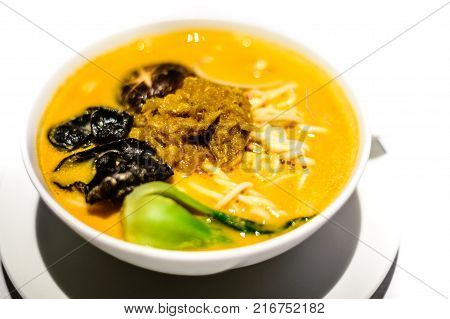 Dan Dan noodle with crab roe Delicious smooth noodles complemented with a creamy soup