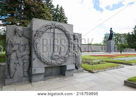 Petersburg, Russia - July 2, 2017: Piskaryovskoye Memorial Cemetery. Place Of Mass Graves Of Victims