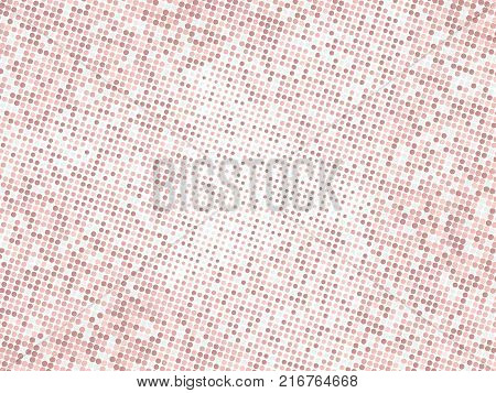 Rose gold sequins texture. Abstract halftone background. Vector golden pattern of round elements