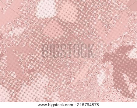 Rose gold sequins texture. Abstract halftone background. Vector golden pattern of round elements