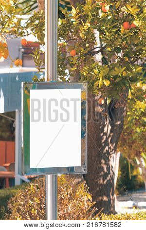 Mock up. Advertising template on the pole