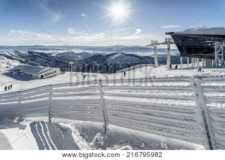 JASNA SLOVAKIA - DECEMBER 2: Winter resort Jasna in Low tatras mountains and hill Chopok on December 2 2017 in Jasna