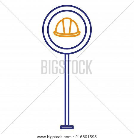 Construction Caution Signal With Helmet Vector Illustration Design