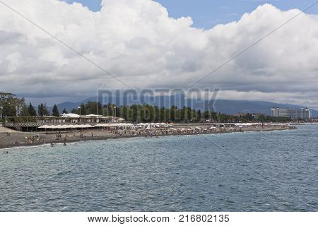 Adler, Krasnodar region, Russia - July 8, 2016: Beach 