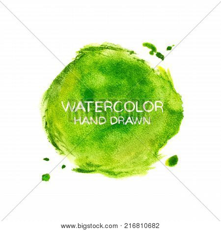 Green abstract aquarelle background. Hand drawn watercolor stains, splashes and drops. Vector texture handmade