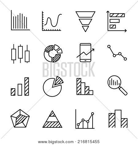Simple set of diagram related outline icons. Elements for mobile concept and web apps. Thin line vector icons for website design and development, app development. Premium pack.