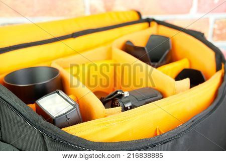 Photogaph's bag close up
