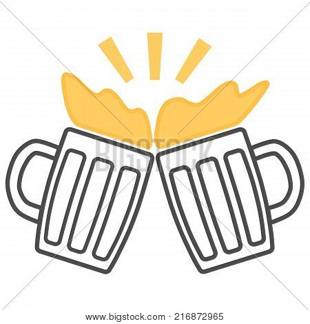 Icon two glasses of light beer in the form of a contour