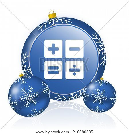 Calculator blue christmas balls icon