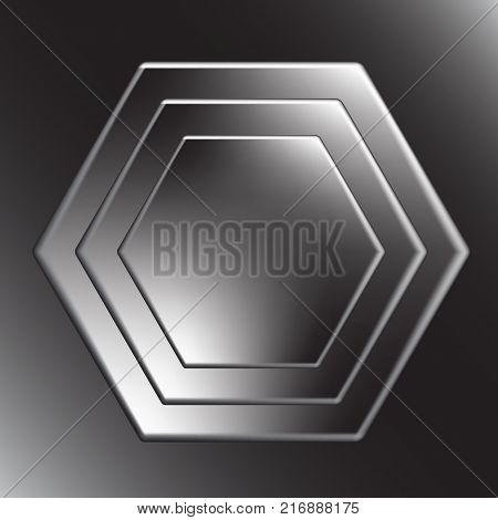 Hexagon metal background with light reflection. EPS10 vector.