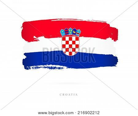 Flag of Croatia. Vector illustration on white background. Beautiful brush strokes. Abstract concept. Elements for design