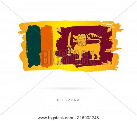 Flag of Sri Lanka. Vector illustration on white background. Beautiful brush strokes. Abstract concept. Elements for design